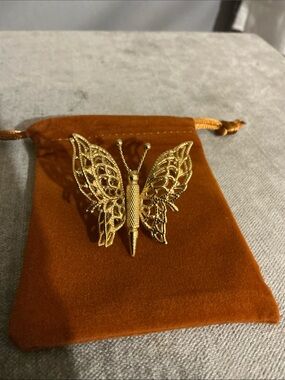 Vintage Monet GoldTone Filigree Butterfly Brooch/Pin